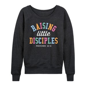 Women's - Instant Message - Little Disciple Lightweight French Terry Wide Neck Long Sleeve Graphic Shirt - 1 of 4