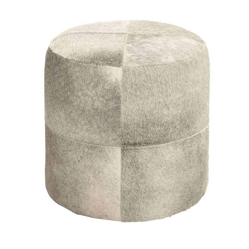 Contemporary Round Cowhide Leather Stool Ottoman - Olivia & May, 3 of 31