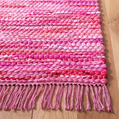Coastal Charm Red Cotton 6' Square Handwoven Area Rug