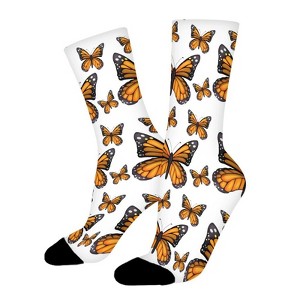 Butterfly Fly Women Printed Crew Socks Funny Funky Socks Soft Polyester Novelty Gifts for Artists Men - 1 of 1