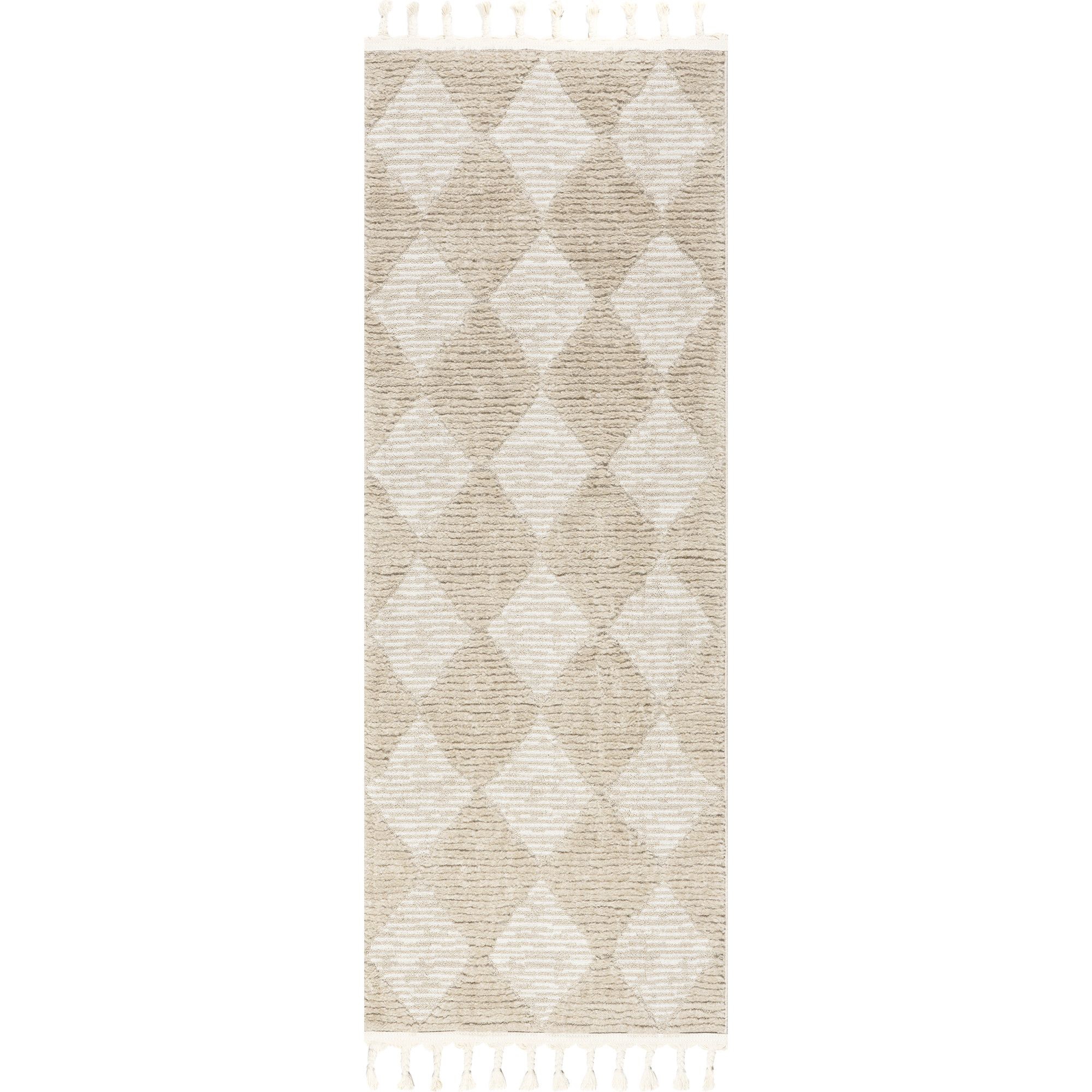 Nuloom Marissa High/Low Diamond Tassel Indoor Area Rug, Runner 2' 6" x 14', Beige