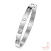 Silver Stainless Steel Heart - Accented Modern Unisex Closed Bangle - 4 of 4