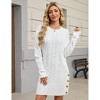 Women's Pullover Casual v-Neck Dress Rib Knit Thick Sweater Dress Winter Short Mini Dress - 2 of 4