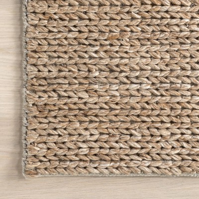 Tan Braided Handmade Wool Runner Rug, 2' x 8'