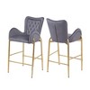 CAVINAS 28.75 inch Bar Stools Set of 2,Velvet Upholstered Bar Chairs with Golden Frame & Footrests for Kitchen Island - 4 of 4