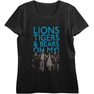 Wizard Of Oz Lions Tigers & Bears Oh My
 Women's Crew Neck Short Sleeve Crop Tee - 1 of 2