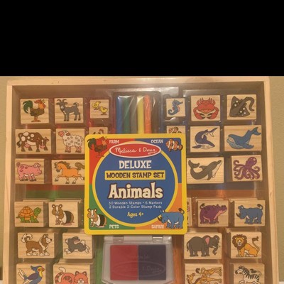 Melissa and doug wooden stamp best sale set animals