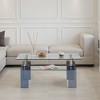 Lirago Rectangle Clear Tempered Glass 2-Tier Coffee Table-Modern Living Room Storage Center with Sleek Geometric Design 21.6"Wx39.3"Lx17.7"H - 2 of 4