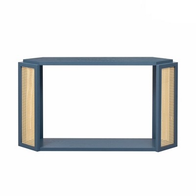 Infurnic Decorative Storage Cabinets with Unique Irregular Top Design for Living Room Hallway and Entrance, Blue, 53.54"*12.4"*29.7"