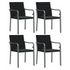 vidaXL Patio Dining Set Table and Chair with Cushions Poly Rattan and Steel - Black 55.1" Table Length 4 Chairs - 4 of 4