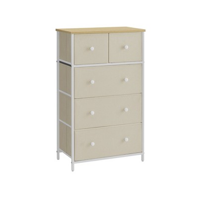 SONGMICS 5 Fabric Drawers Dresser Storage Tower with Unit for-Living-Room Hallway-Nursery