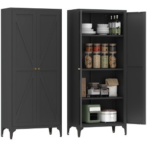 Metal 2-Door Adjustable Storage Cabinet, Kitchen Pantry Locker with Shelves for Kitchen, Living Room, Dining Room & Office - 1 of 4
