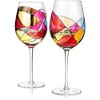 The Wine Savant Hand Painted Renaissance Flow Design Wine Glasses, Beautiful Stained-Glass Pattern, Unique & Stylish Home Decor - 2 pk - 2 of 4