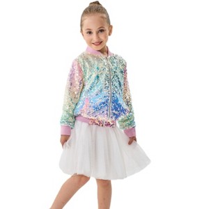 2Bunnies Girls' Magic Ombre Sequin Bomber Jacket - 1 of 4