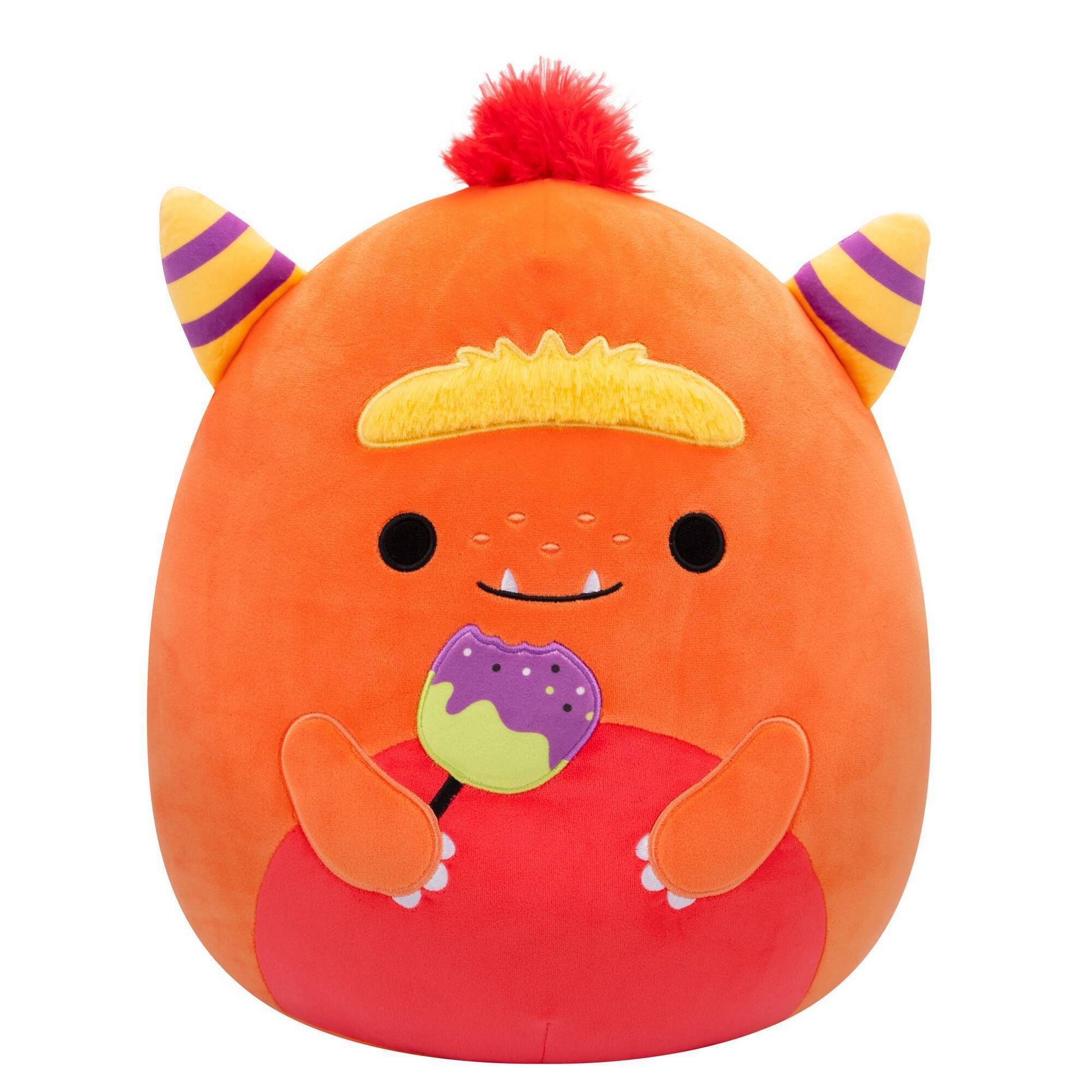 Squishmallows 12" Orange Monster Holding Candy Apple Ernest Medium Plush: Character Doll, Polyester Stuffed Animal