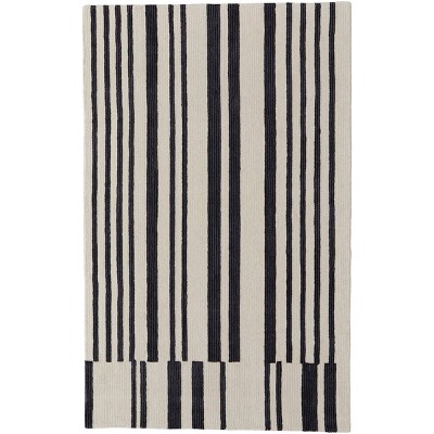 Maguire Transitional Abstract Ivory/Black Area Rug