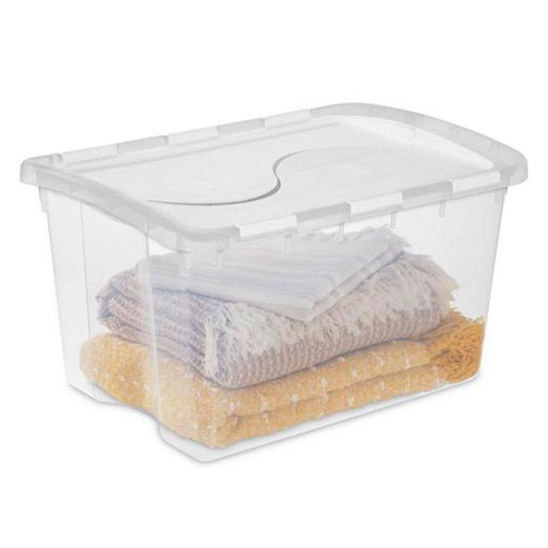 Sterilite Clear Hinged Lid Storage Tote Box Container with Attached Hinged Lids for Home Organization, 5 of 7