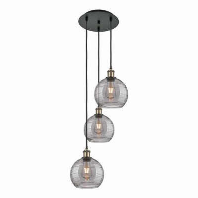 Athens Deco Swirl - 3 Light Cord Hung Multi Pendant In Industrial Style-30.38 Inches Tall and 14.5 Inches Wide