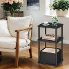 Side Table Nightstand End Table with 3 Storage Shelves Fabric Basket for Bedroom Living Room Ebony Walnut - 4 of 4