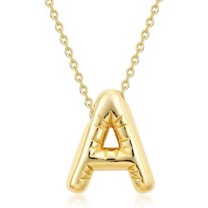 Bubble Initial Necklace Gold Plated Balloon Charm Birthday Gift - 1 of 4