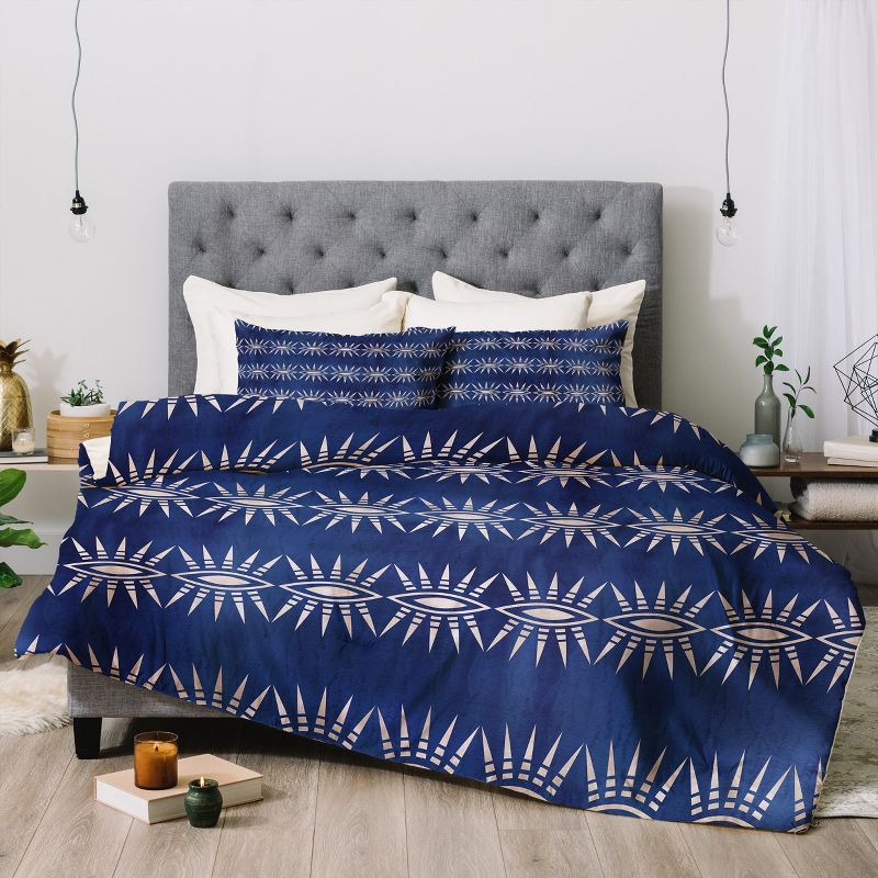 Full/Queen Schatzi Brown Geo Mila Eye Stripe Comforter Set Brown/Blue - Deny Designs, 3 of 8