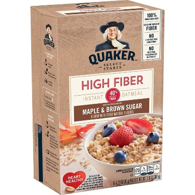 Quaker Fiber Boost Maple and Brown Sugar Flavored Instant Oatmeal - 12.6oz/8ct