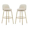 Set of 2 Bar Stools with Gold Metal Frame, Upholstered Round Seat and Low Back for Kitchen Island or Home Bar-The Pop Home - 4 of 4
