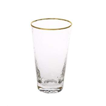 Classic Touch Set Of 6 Tumblers With Simple Gold Design - 3.5"D