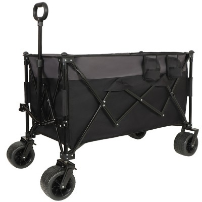 YONWAY Heavy-Duty Folding Wagon Cart with 480lbs Capacity All-Terrain Wheels,Side Pockets, Brakes & Drink Holders for Camping,Beach