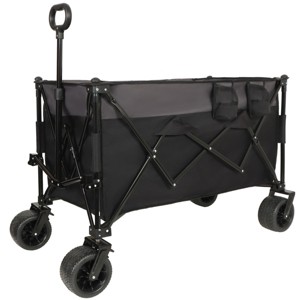YONWAY Heavy-Duty Folding Wagon Cart with 480lbs Capacity All-Terrain Wheels,Side Pockets, Brakes & Drink Holders for Camping,Beach - 1 of 4