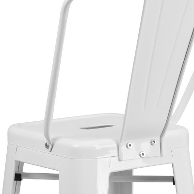 Sleek White 30" Metal Bar Stool with Removable Back