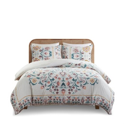 Gracie Mills Swanson Large Medallion Floral 3-Piece Duvet Cover Set