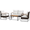 Outsunny 4 Piece Patio Furniture Set with Cushions, Sofa, Chair, Wood Coffee Table, White - 4 of 4