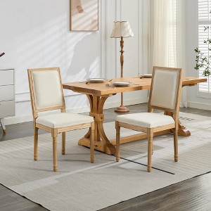 CAVINAS Linen Armless Living Room Chairs Set of 2,Dining Chairs with Square Backrest for Dining Room,Kitchen - 1 of 4