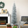 HOMCOM 6 FT Artificial Christmas Pencil Tree Holiday Xmas Tree Home Indoor Decoration, Silver - 3 of 4