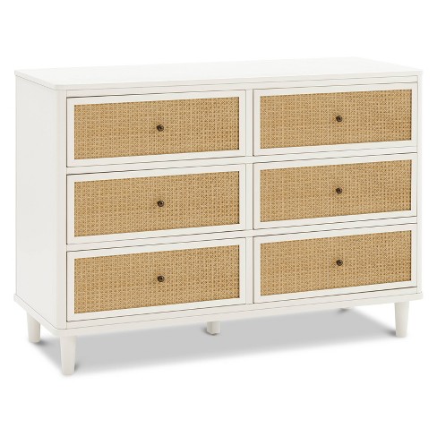 Namesake Marin with Cane 6-Drawer Dresser - Warm White and Honey Cane