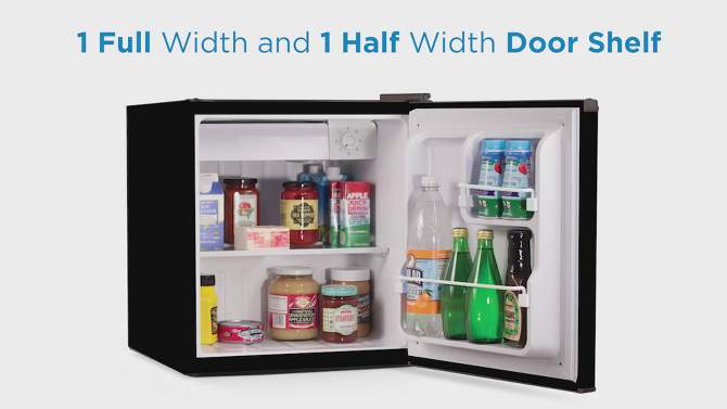 BLACK+DECKER Compact Refrigerator 1.7 Cu. Ft. with Door Storage, Silver, 2 of 9, play video