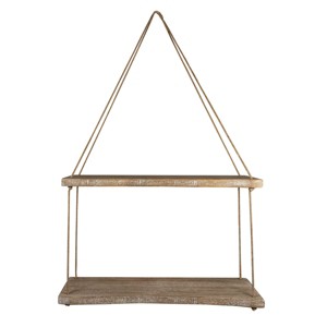 Natural Wood & Jute Distressed Hanging Wall Shelf - Foreside Home & Garden - 1 of 4