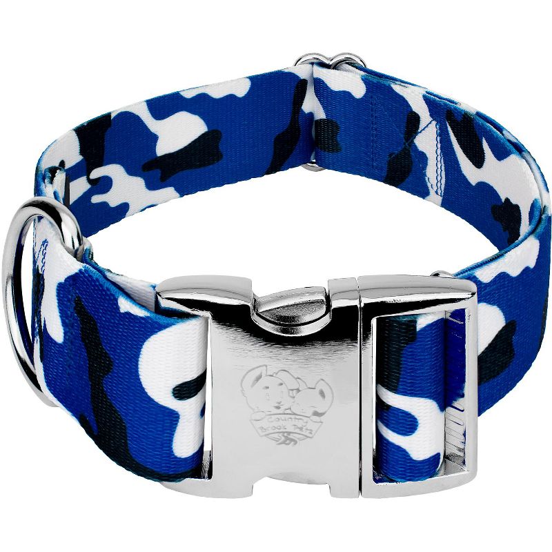 Country Brook Petz 1 1/2 Inch Premium Royal Blue and White Camo Dog Collar, 1 of 5