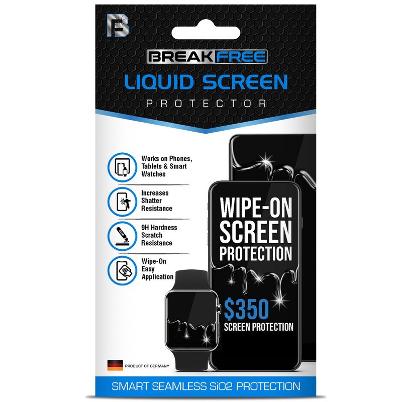 BREAK FREE Liquid Glass Screen Protector with $350 Coverage for All Phones Tablets and Smart Watches, 1 of 6