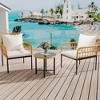 Patio Set, 3 Piece Outdoor Bistro Set with Glass Top Coffee Table - 2 Rattan Chairs/Cushions for Porch Backyard Poolside Deck - 4 of 4