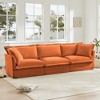 Slipcovered 3-Seater Sofa Couch ¨C Modern Deep Seat Chenille Fleece Sofa with Plush Armrests, Soft Multiple Pillows, Convertible Modular Couch - 3 of 4
