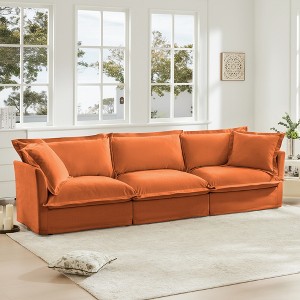 Modular Cloud Chenille 3-Seater Sofa with Removable Covers, Convertible to Sectional/Bed, 300lb Capacity per Seat - 1 of 4