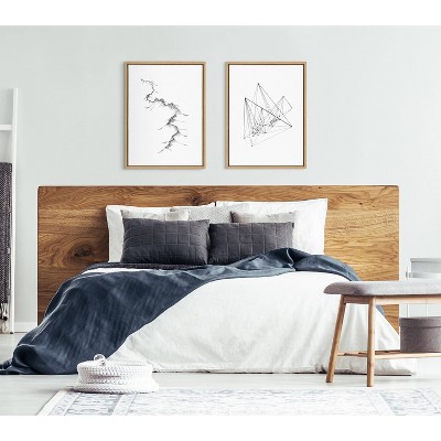 Natural Wood Framed Black and White Mountain Canvas Art