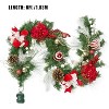 6ft Pre-Lit Christmas Garland with 20 Warm White LEDs, Flower & Bow Decor for Indoor/Outdoor Front Door and Mantle - 3 of 4