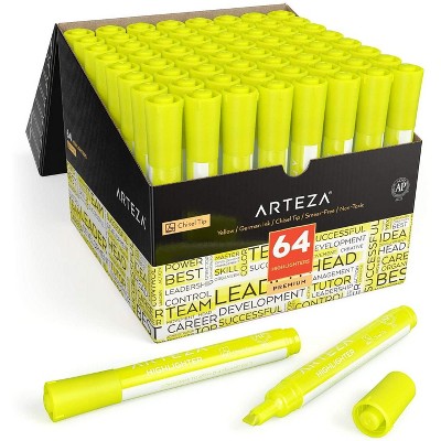 Arteza Highlighters, Wide Chisel Tip, Yellow for School - 64 Pack (ARTZ-8561)