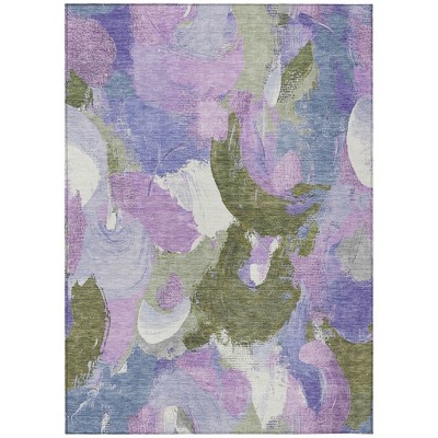HomeRoots 5' X 8' Lavender Ivory And Sage Abstract Washable Indoor Outdoor Area Rug
