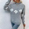 Womens Pullover Sweater Turtleneck Snowflakes Sweater Christmas Sweater Ribbed Knit Long Sleeve Sweater - 3 of 4