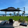 PURPLE LEAF 10/11/12/13ft Outdoor Patio Cantilever Umbrella with Base Offset Umbrella 360 Degree Rotation Round Umbrella for Deck Pool Garden - 2 of 4