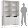 GustoWave 70.7" Tall Bookshelf w/Doors & Adjustable Shelf, 5-Tier Double Wide Bookcase,Wooden Book Shelf for Living Room Office Library - 3 of 4
